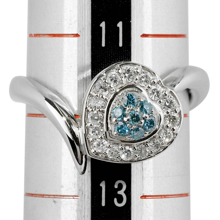 ハートモチーフブルーダイヤモンドリング 指輪 ダイヤモンド 0.32ct