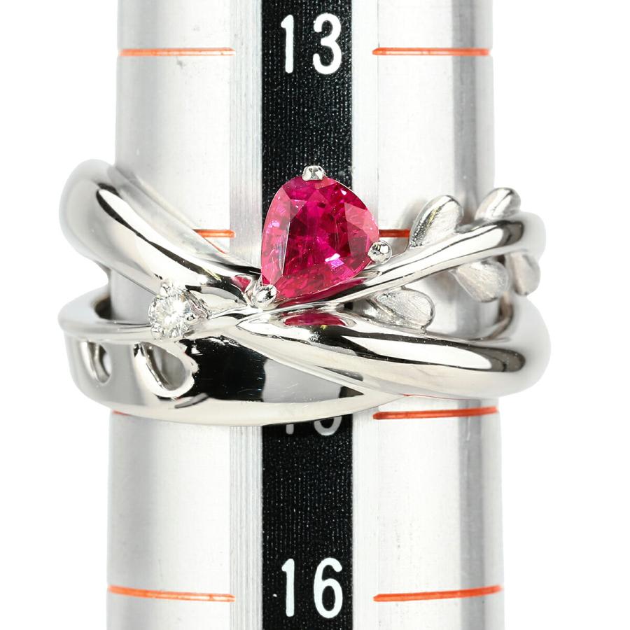 リング 指輪 ルビー 0.759ct ダイヤモンド プラチナ Pt900 14.5号 中古 