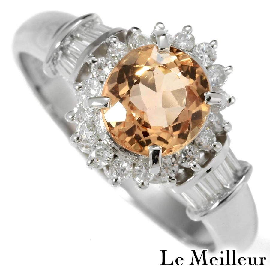 ヘイローリング 指輪 インペリアルトパーズ 1.28ct ダイヤモンド 0.4ct