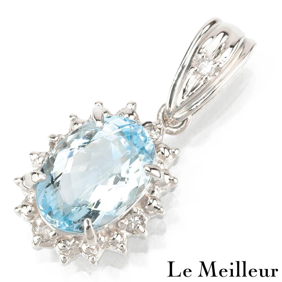 ヘイローペンダントトップ アクアマリン 1.11ct ダイヤモンド プラチナ