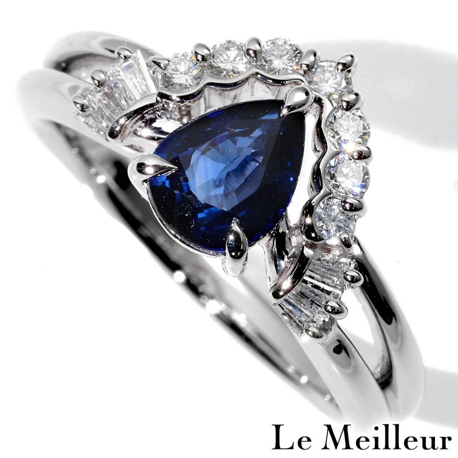 ブルーサファイア 1.17ct ダイヤモンド 0.27ct プラチナ Pt900 リング 