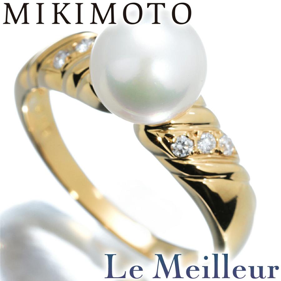 MIKIMOTO ミキモト パールリング 指輪 アコヤ真珠 8.00mm ダイヤモンド  