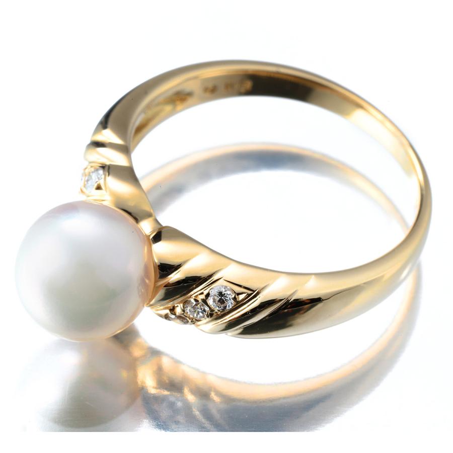 MIKIMOTO ミキモト パールリング 指輪 アコヤ真珠 8.00mm ダイヤモンド  
