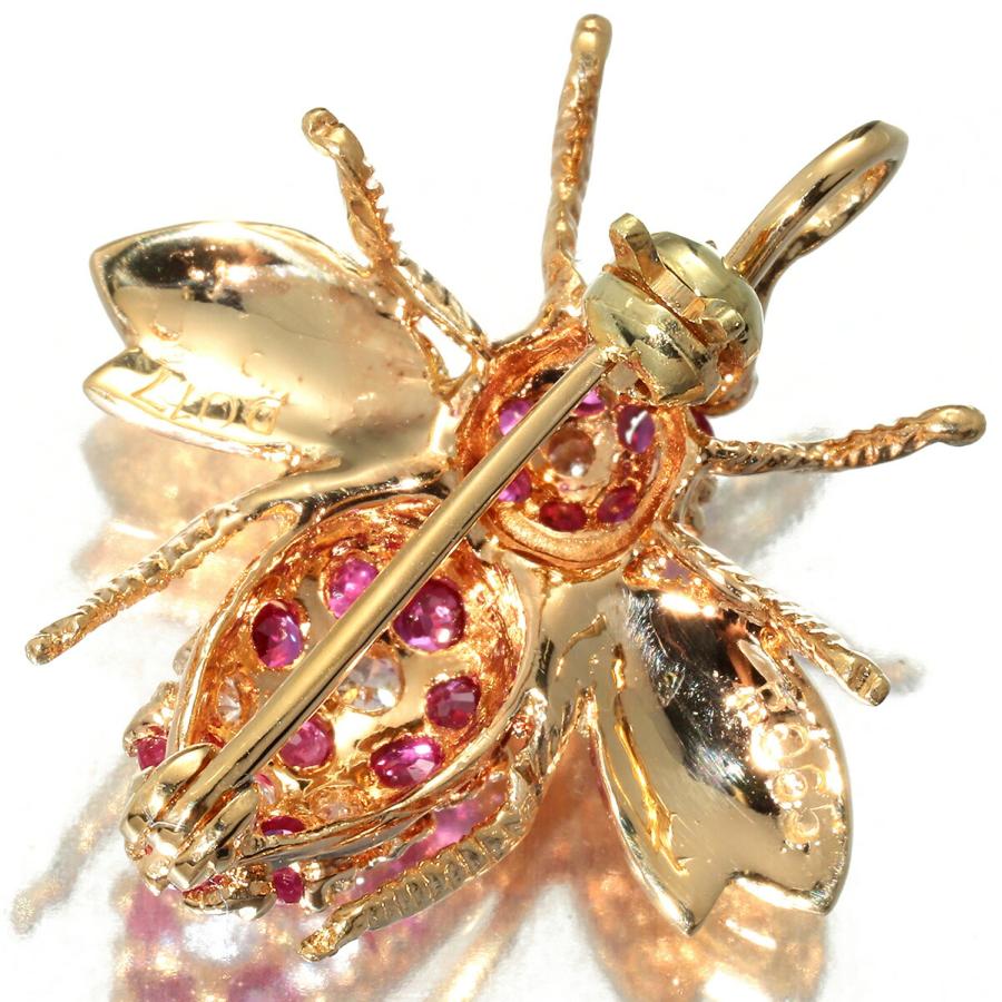 ルビー 0.65ct ダイヤモンド イエローゴールド K18YG 昆虫モチーフ