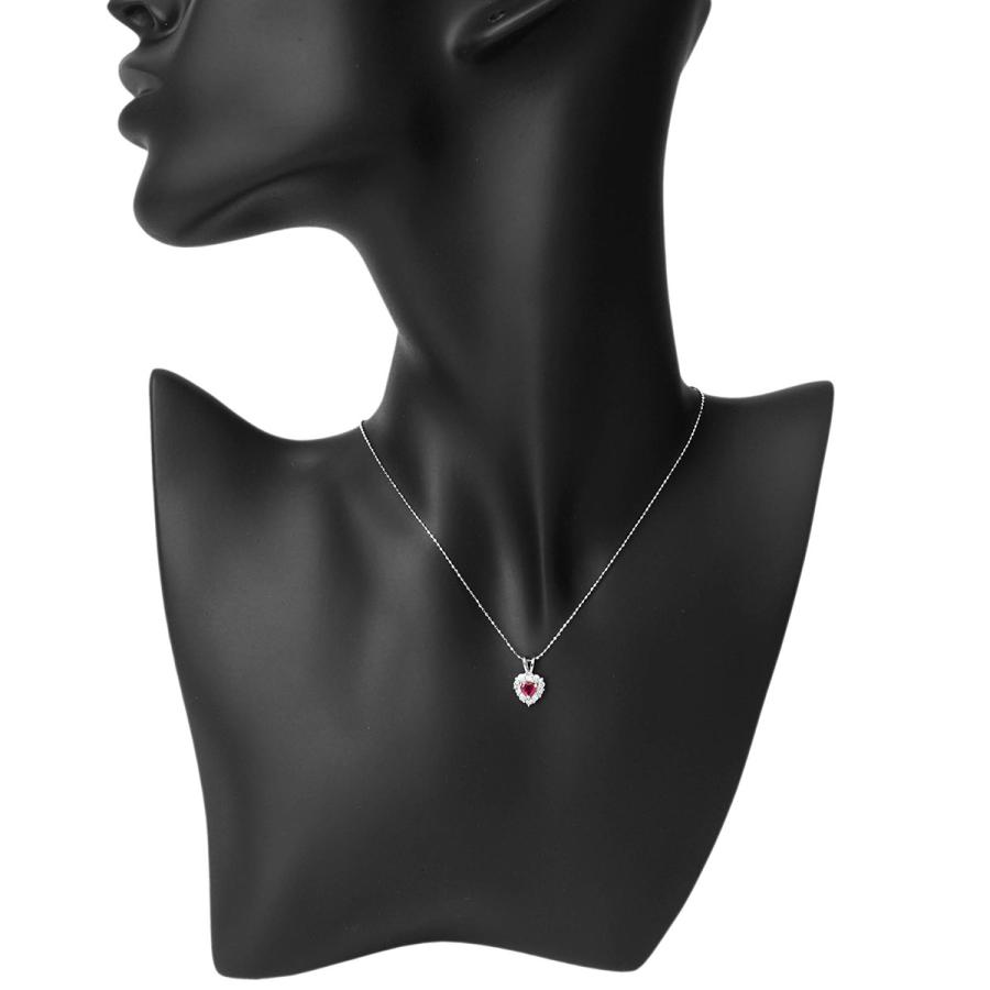 ハートモチーフネックレス ルビー 0.25ct ダイヤモンド ホワイト