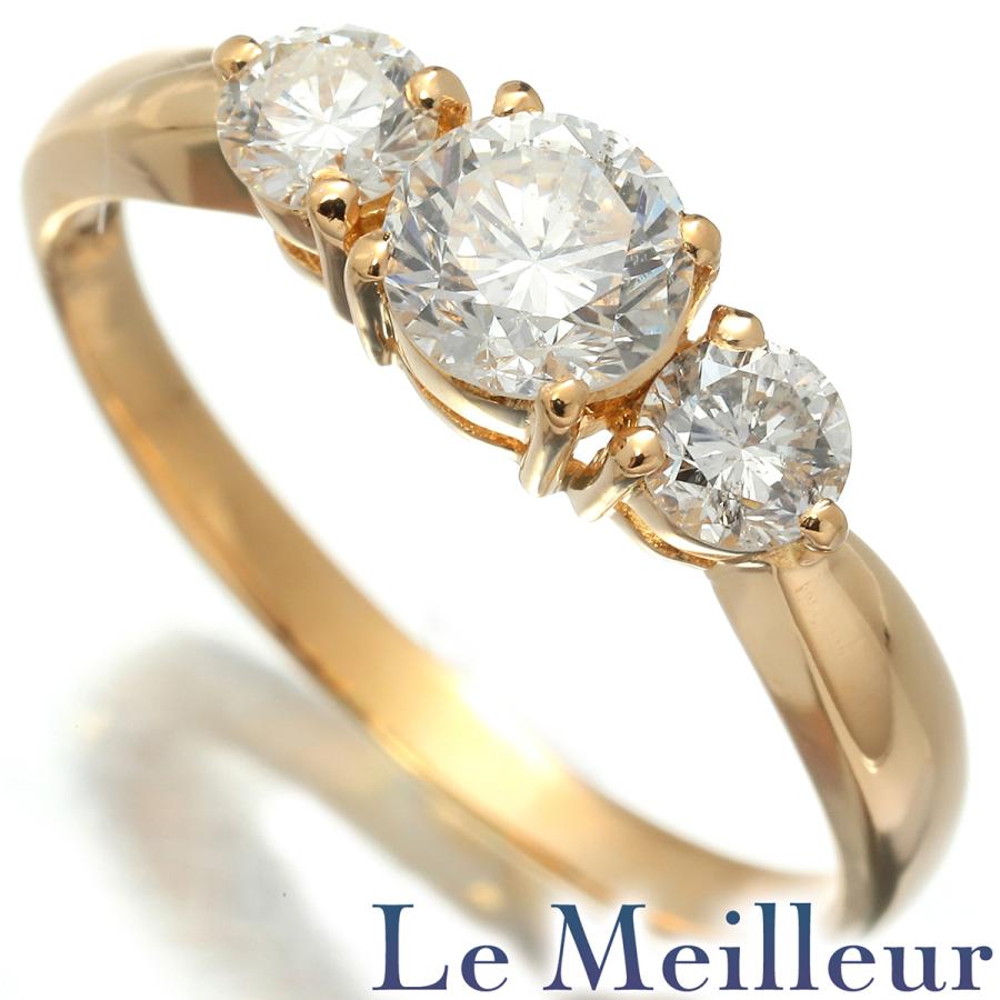 リング 3P 指輪 ダイヤモンド 0.4ct 0.6ct K18 15号 中古 プレラブド  