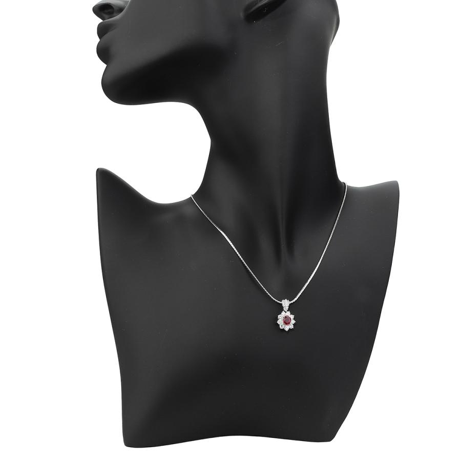 フラワーモチーフネックレス ルビー 0.6ct ダイヤモンド 0.7ct PT850