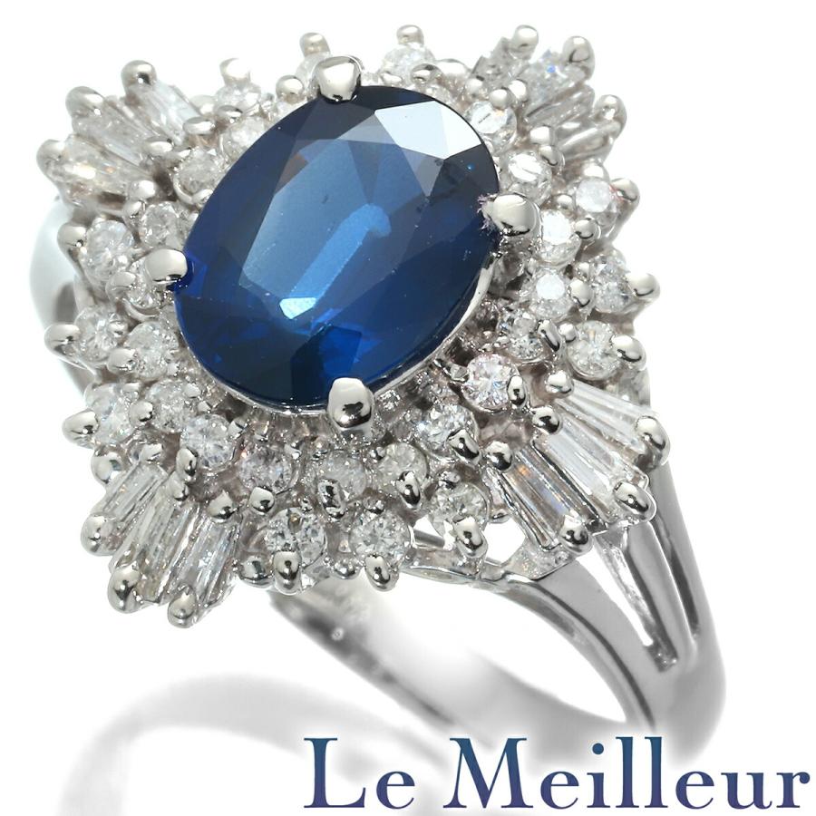 ヘイローデザインリング 指輪 サファイア 2.08ct ダイヤモンド 0.85ct  