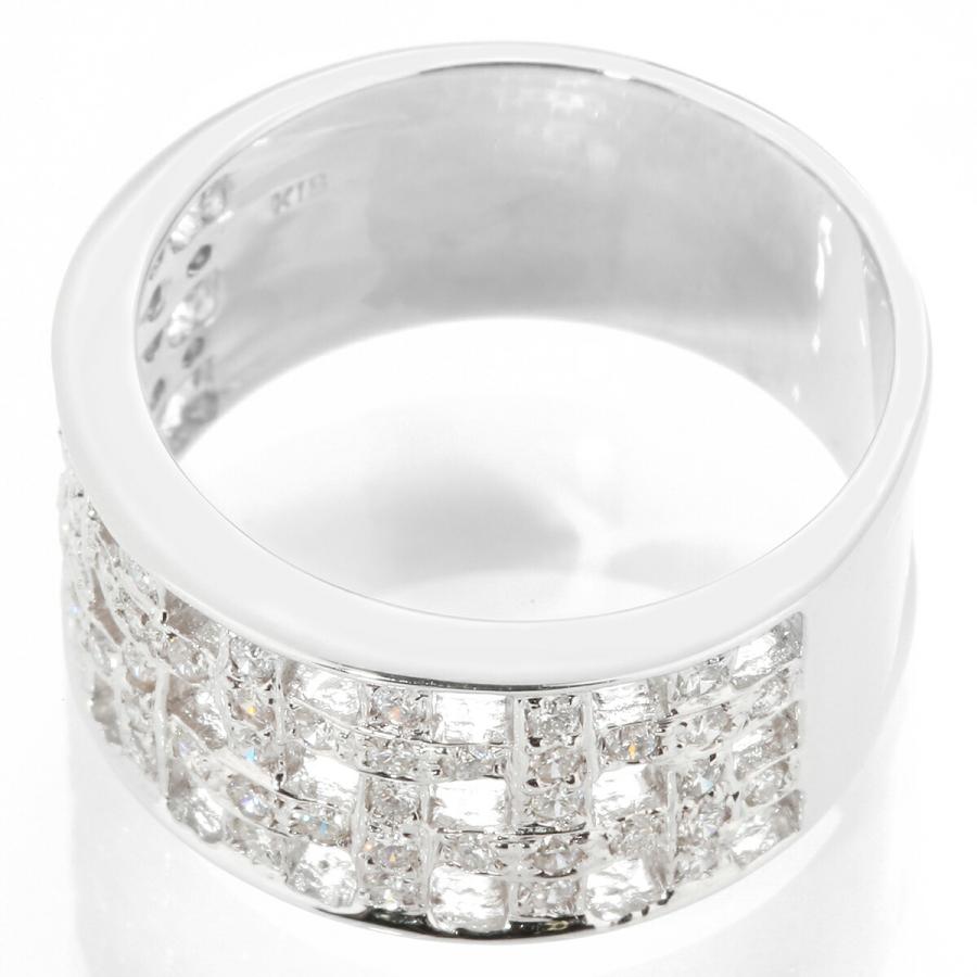 ダイヤモンド 0.5ct ホワイトゴールド K18WG メッシュデザインリング 