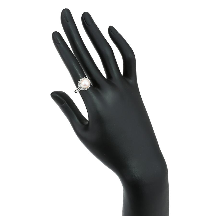 パールリング 指輪 アコヤ真珠 ダイヤモンド Pt900 12号 中古  