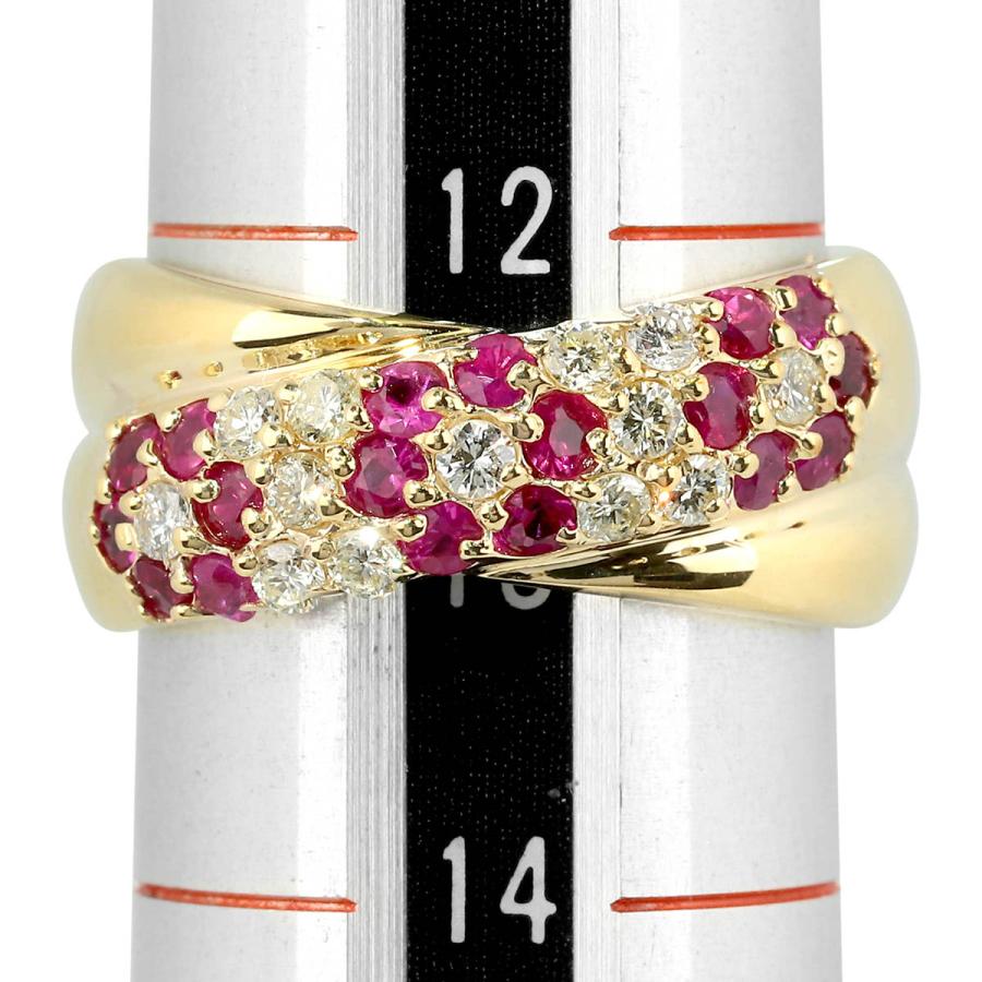 ルビー 0.68ct ダイヤモンド 0.34ct イエローゴールド K18YG リング 13 
