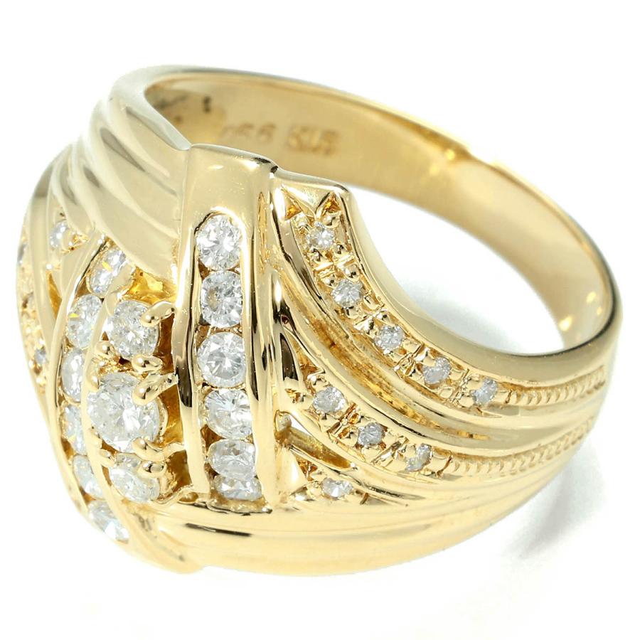 リング 指輪 ダイヤモンド 0.56ct イエローゴールド K18YG 14号 中古 