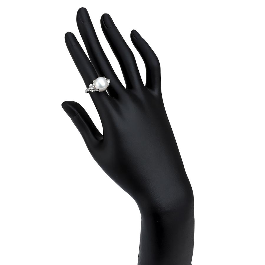 大粒パール リング 指輪 淡水真珠 10.3mm ダイヤモンド Pt 9号 中古  