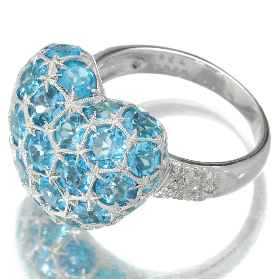 ハートデザインリング 指輪 ブルートパーズ 7.35ct ダイヤモンド 0.22