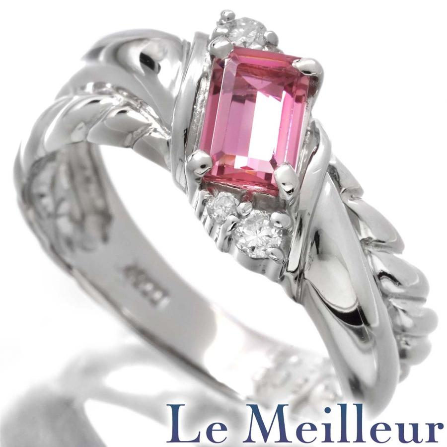 ピンクトルマリン 0.48ct ダイヤモンド プラチナ Pt900 リング 11号 