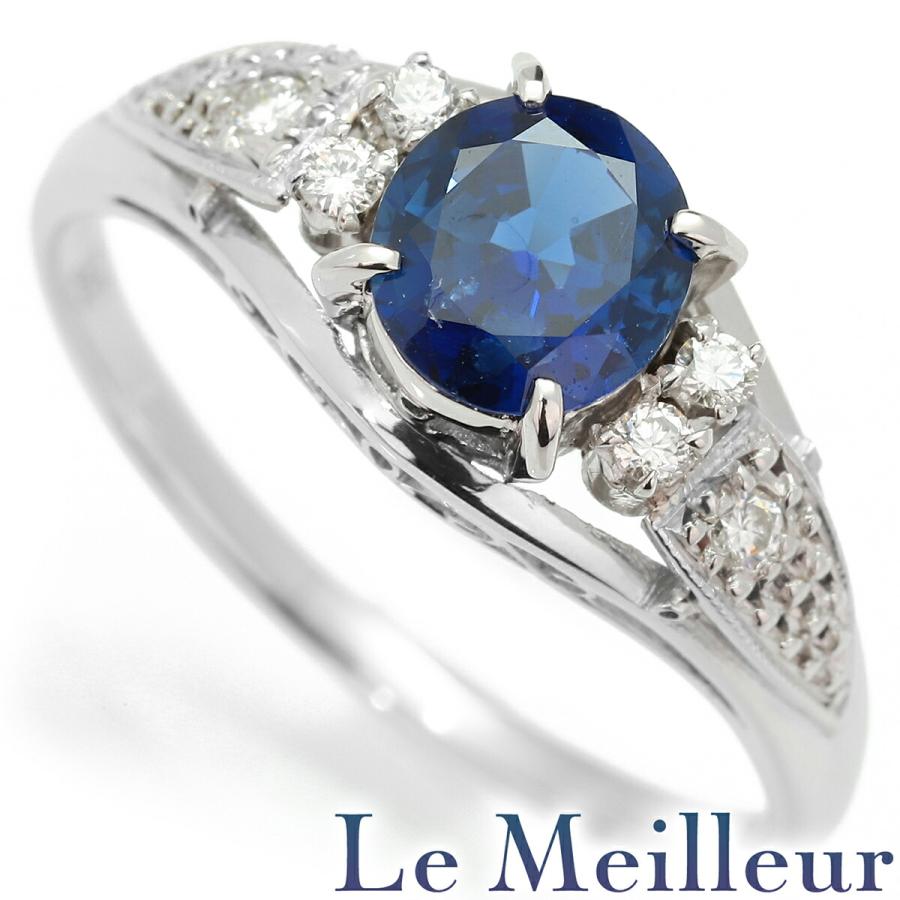 リング 指輪 サファイア 0.81ct ダイヤモンド Pt850 12号 中古