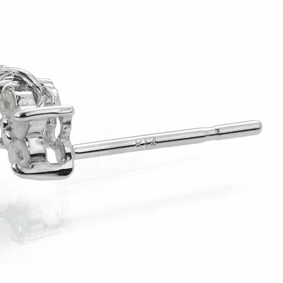k14WGピアス　未使用！ フラワーモチーフピアス ダイヤモンド 0.22ct ホワイトゴールド K14WG