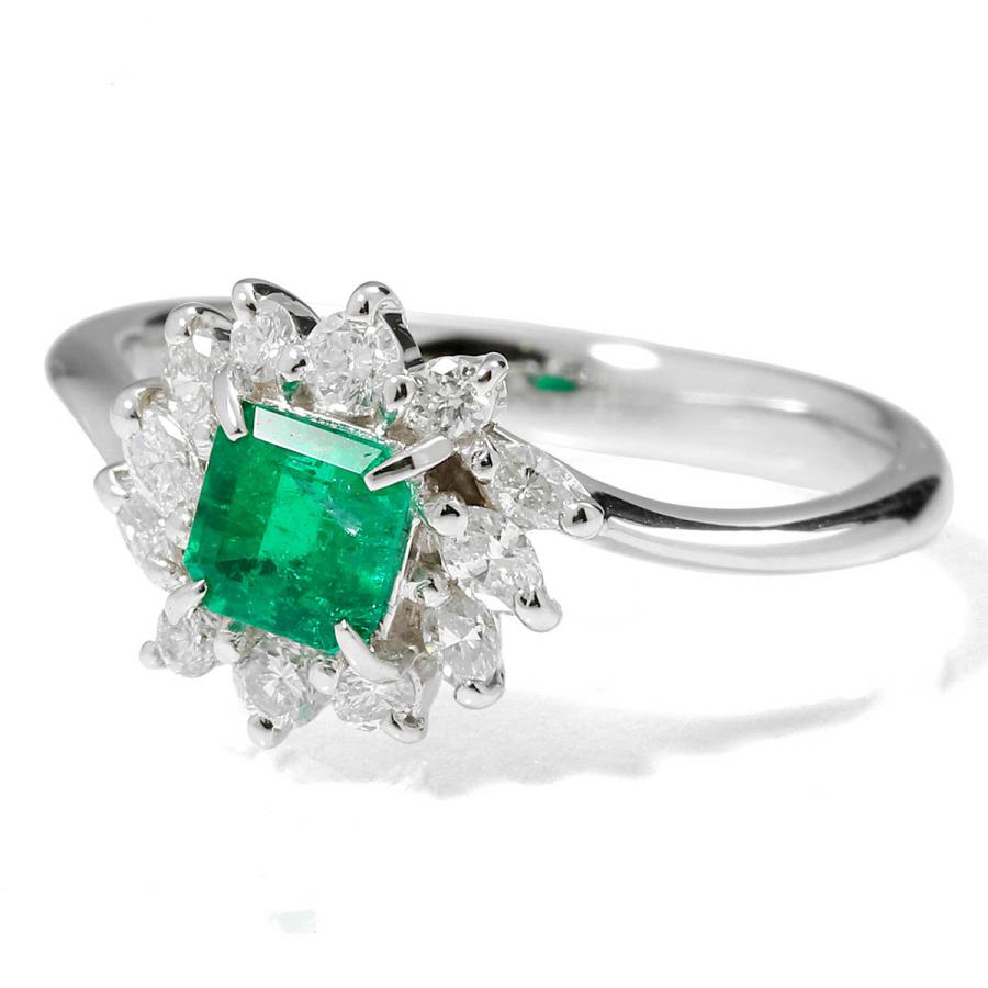 リング 指輪 エメラルド 0.51ct ダイヤモンド 0.36ct プラチナ Pt900 