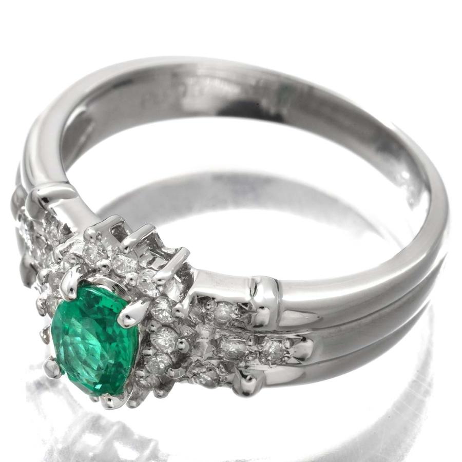 ヘイローデザインリング 指輪 エメラルド 0.44ct ダイヤモンド Pt900  