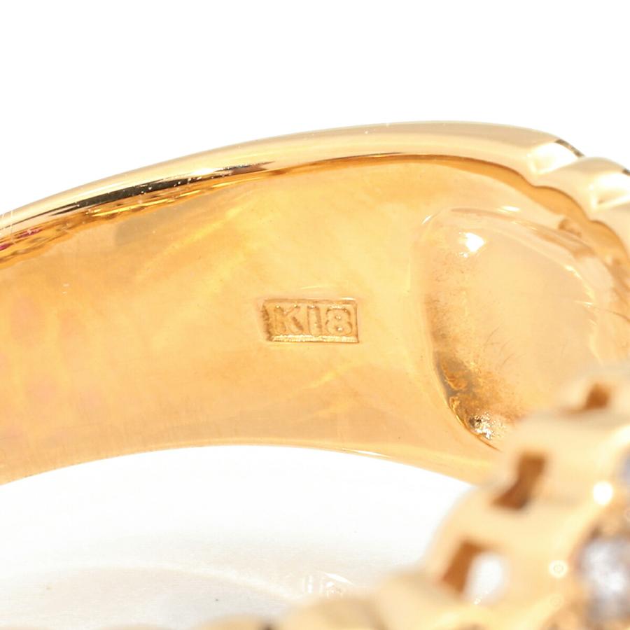 ルビー 0.81ct ダイヤモンド 0.75ct イエローゴールド K18YG フラワー