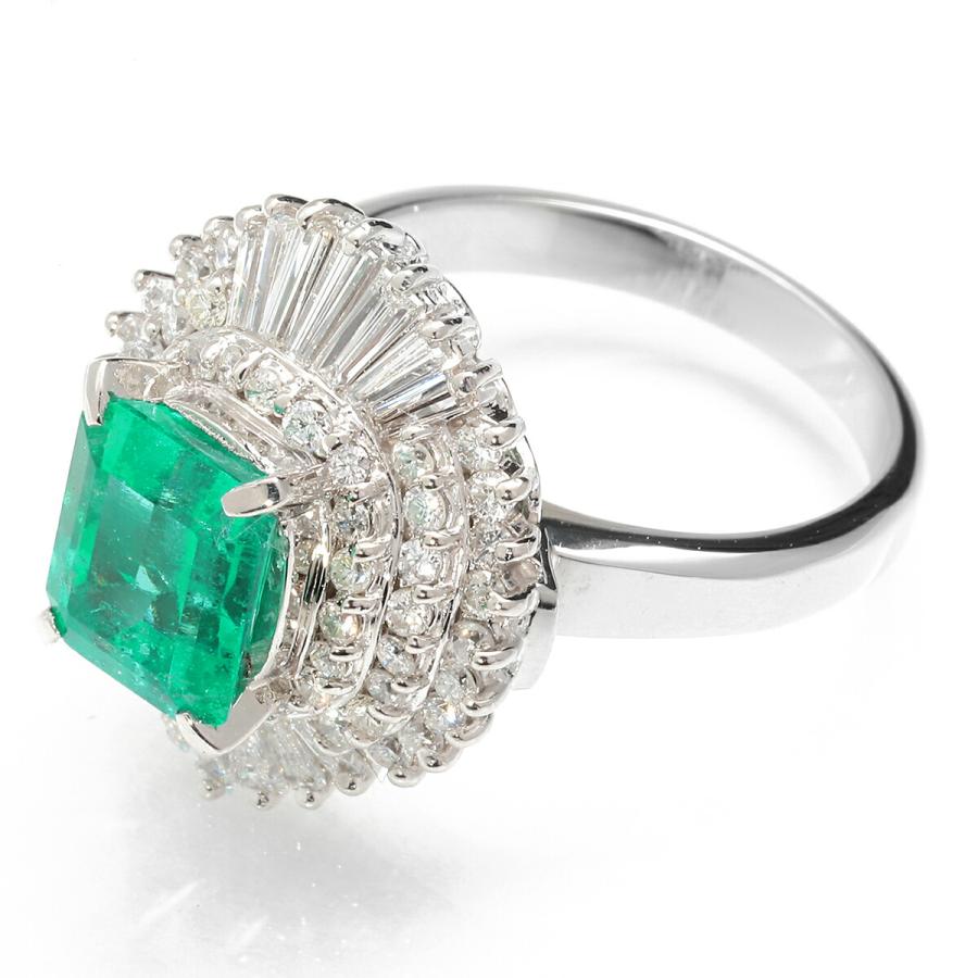 エメラルド デザインリング 約14号 Pt900 【中古】 