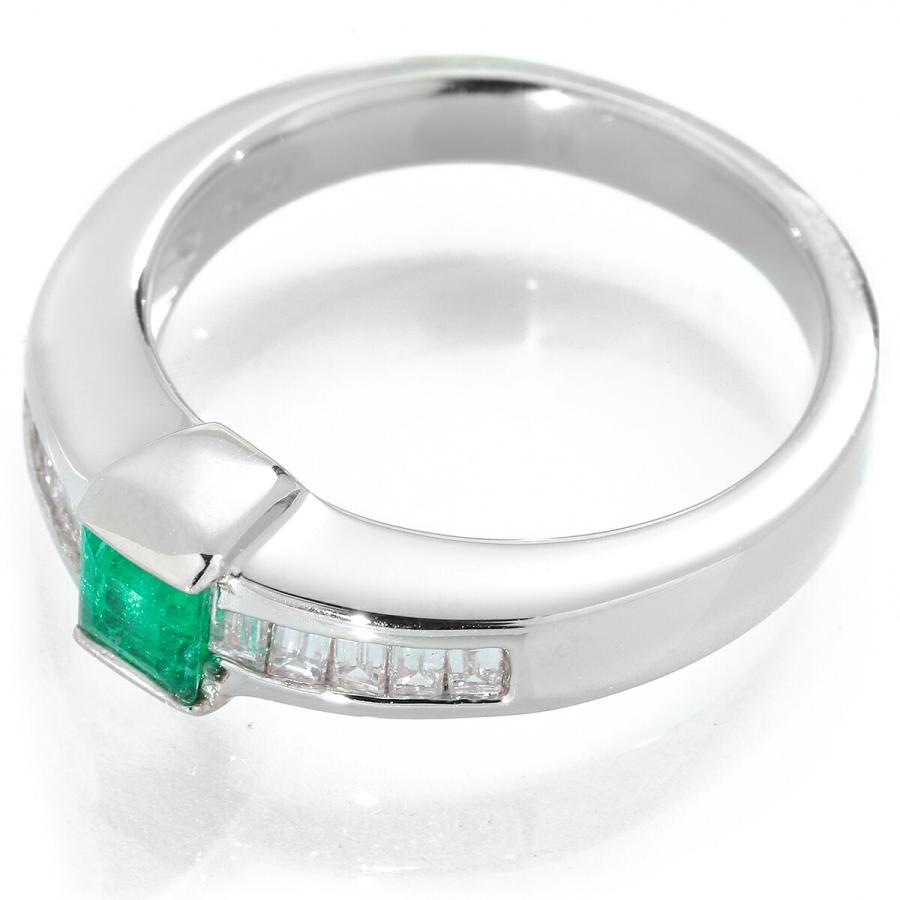 エメラルド 0.33ct ダイヤモンド 0.4ct プラチナ Pt900 スクエア 