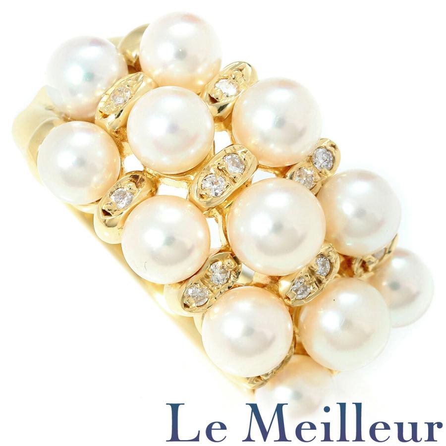 真珠 4〜4.7mm ダイヤモンド イエローゴールド K18YG パールリング 11 