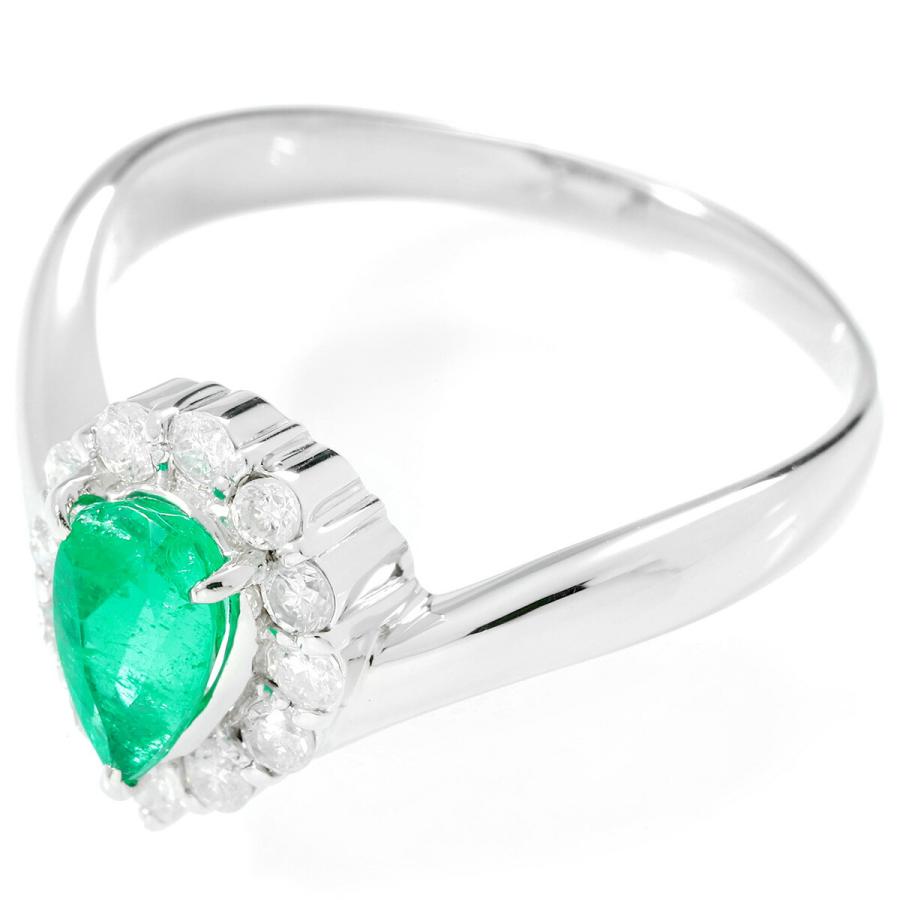 ヘイローデザインリング 指輪 エメラルド 0.66ct ダイヤモンド