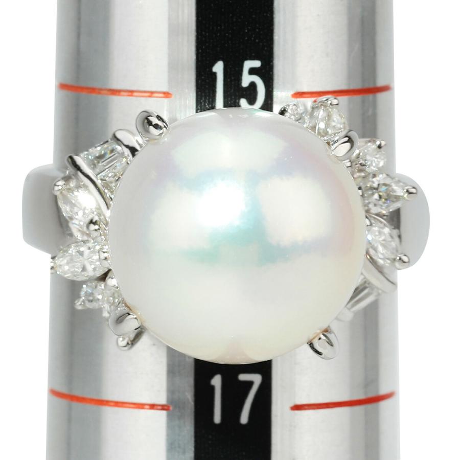 リ*モ様 Pt900 空枠 リング プラチナ 指輪 中古 パール用 ダイヤモンド 真珠 ダイヤモンド 0.5ct プラチナ Pt900 パールリング 16号 指輪 新品