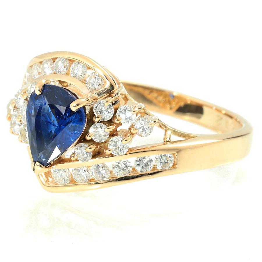 サファイア 0.92ct ダイヤモンド 0.52ct イエローゴールド K18YG 
