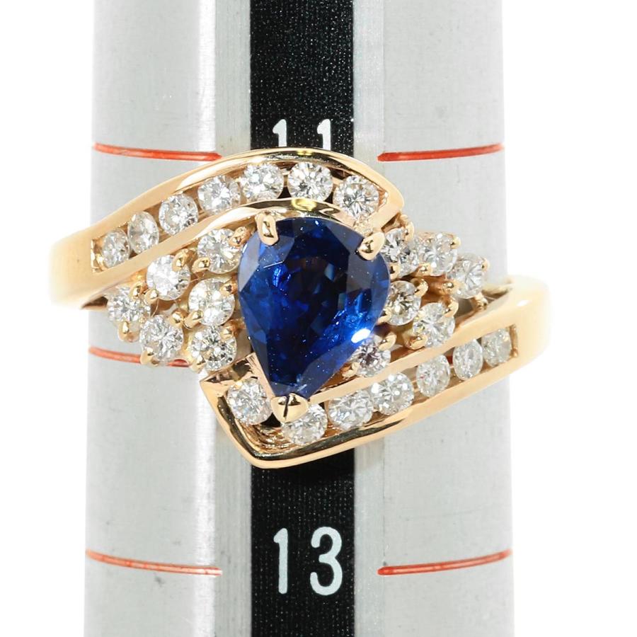 サファイア 0.92ct ダイヤモンド 0.52ct イエローゴールド K18YG 