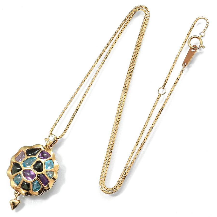 アメジスト トパーズ イエローゴールド K18YG ペンダントネックレス