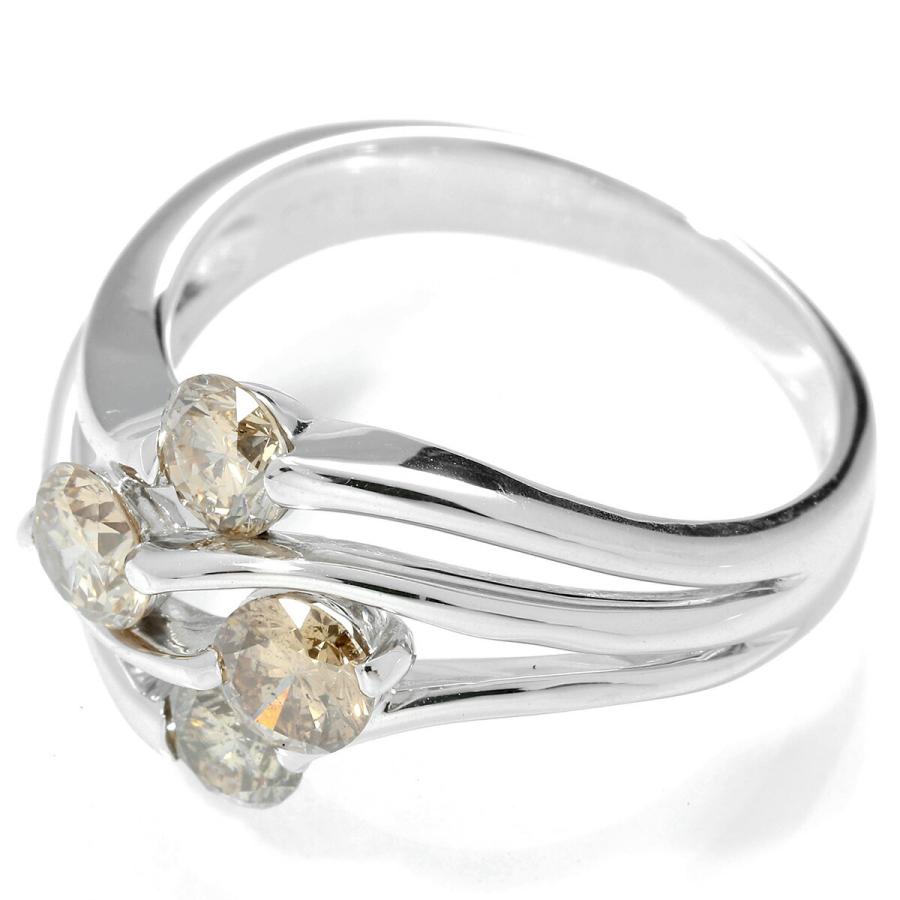 リング SIクラス 指輪 ブラウンダイヤモンド 1.00ct ホワイトゴールド 