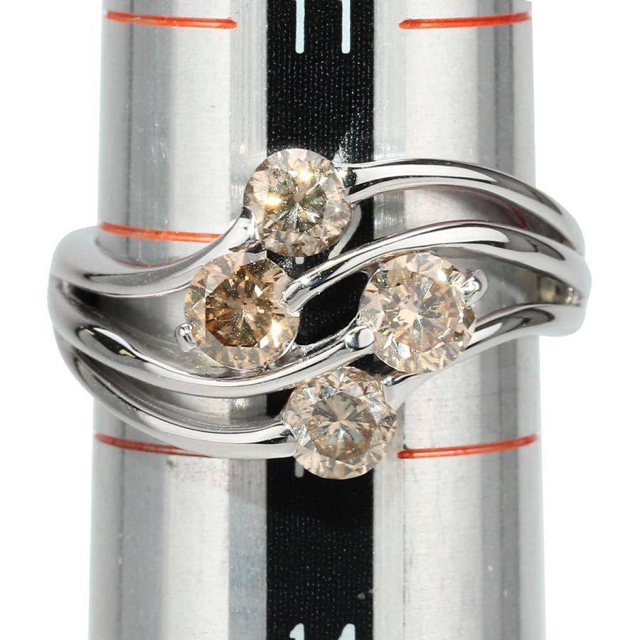 リング SIクラス 指輪 ブラウンダイヤモンド 1.00ct ホワイトゴールド 