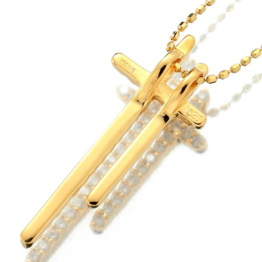 ダブルクロス ITALY ペンダントネックレス ダイヤモンド 0.25ct K18 