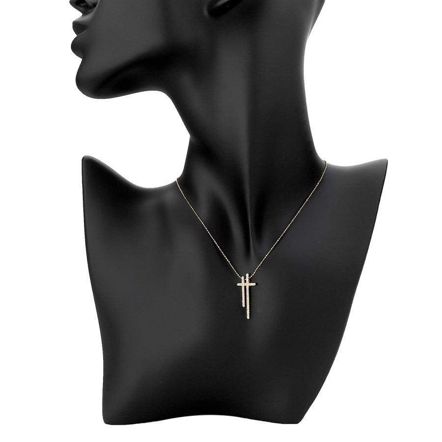 ダブルクロス ITALY ペンダントネックレス ダイヤモンド 0.25ct K18 