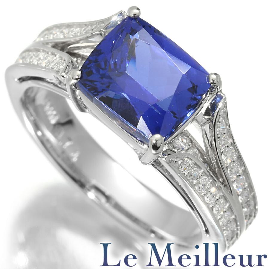 リング 指輪 タンザナイト 3.74ct ダイヤモンド 0.35ct Pt900 14