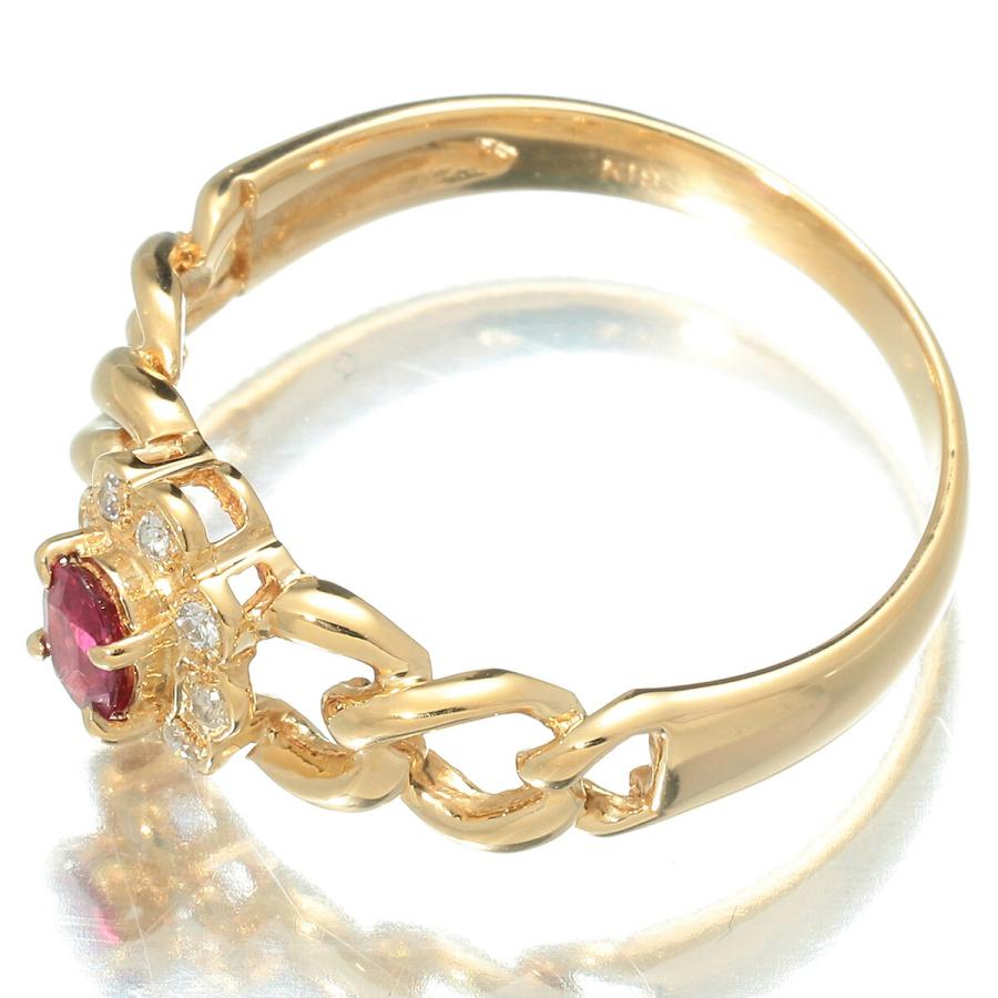 ヘイローデザイン リング 指輪 ルビー 0.21ct ダイヤモンド K18 12号  