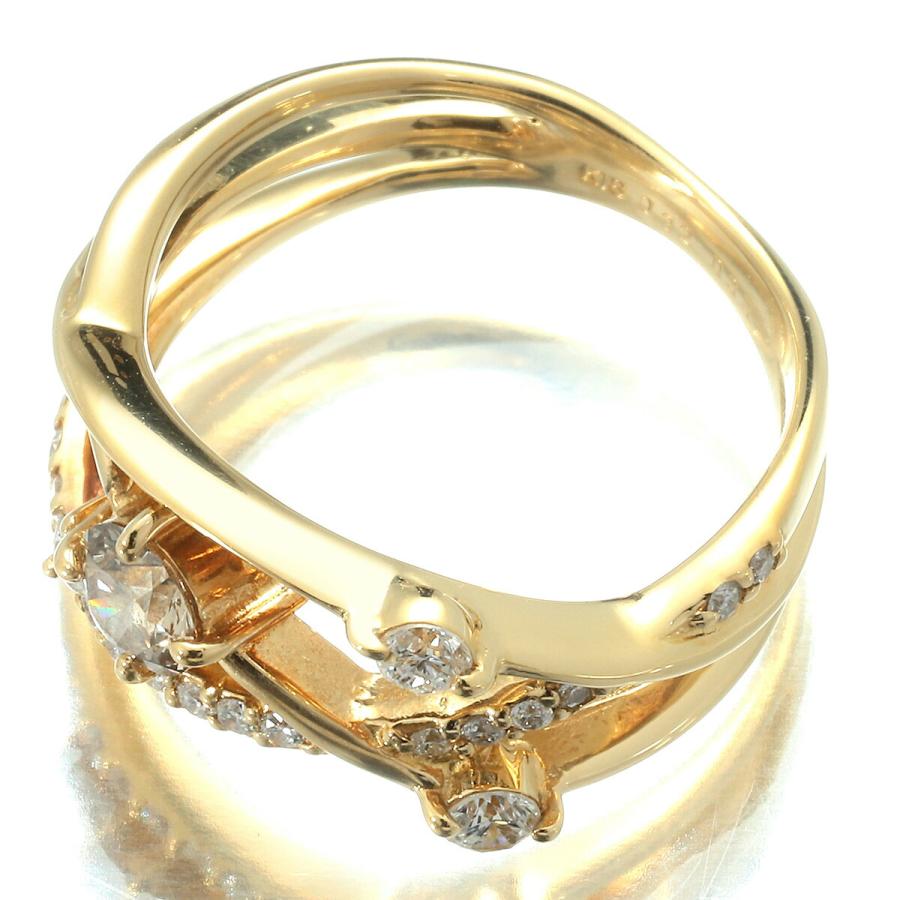 ダイヤモンド 0.32ct 0.38ct イエローゴールド K18YG クロスライン 