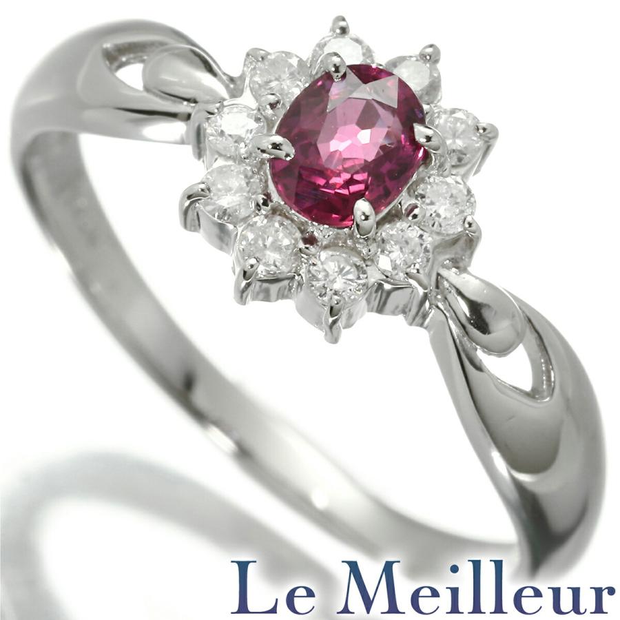 リング 指輪 ルビー 0.3ct ダイヤモンド プラチナ Pt900 11号 中古 