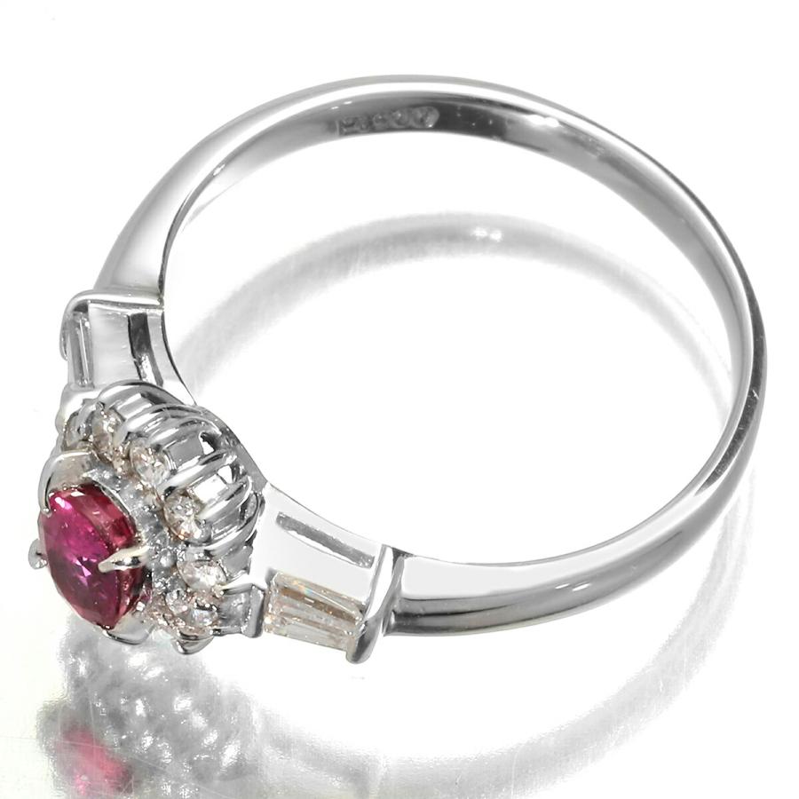 ヘイローデザインリング 指輪 ルビー 0.43ct ダイヤモンド Pt900 11号  