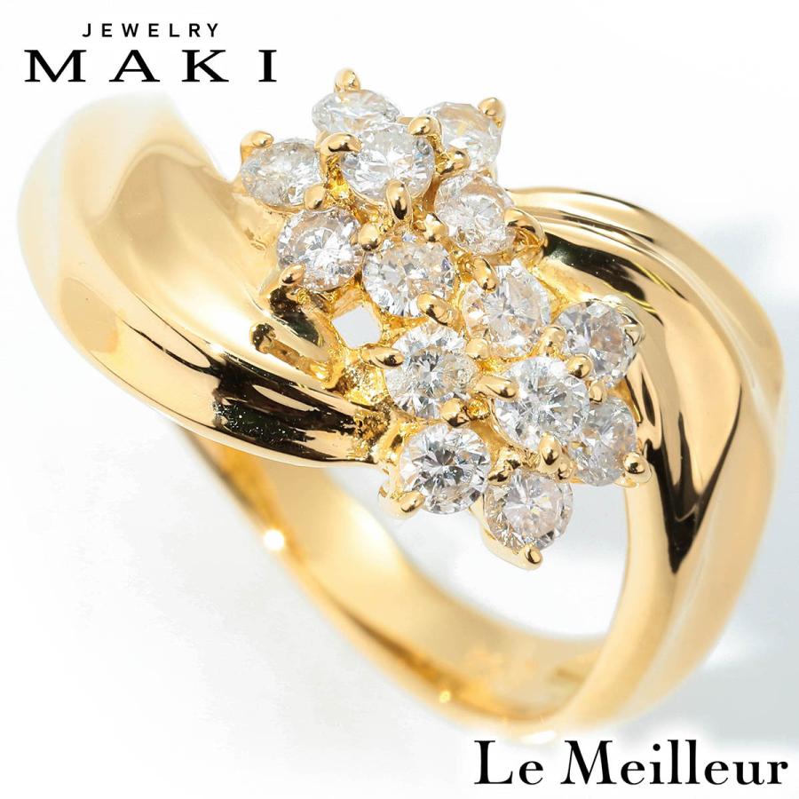 ジュエリーマキ フラワーモチーフリング 指輪 ダイヤモンド 0.54ct