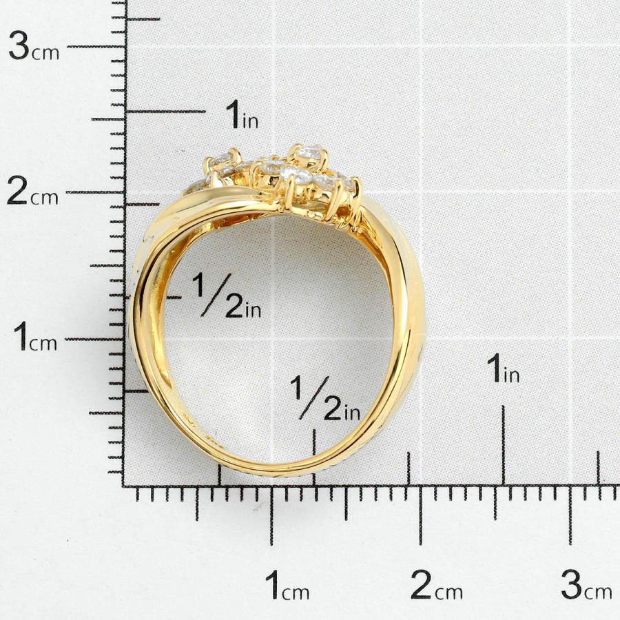 18金リング、ジュエリーマキ　ダイヤ入り花模様 ジュエリーマキ フラワーモチーフリング 指輪 ダイヤモンド 0.54ct