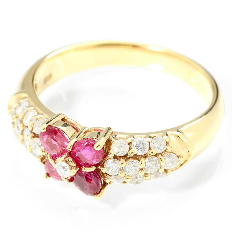 18k未使用　ルビー　ダイヤお花のようなリング フラワーモチーフリング 指輪 ルビー 0.57ct ダイヤモンド 0.42ct