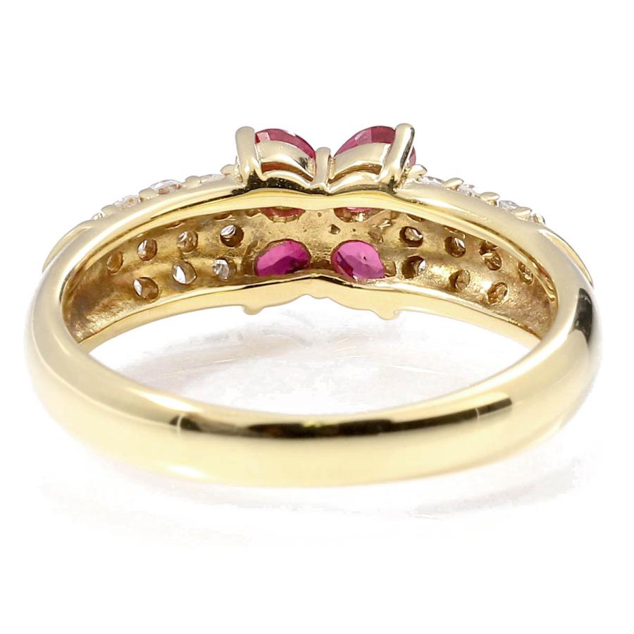 フラワーモチーフリング 指輪 ルビー 0.57ct ダイヤモンド 0.42ct