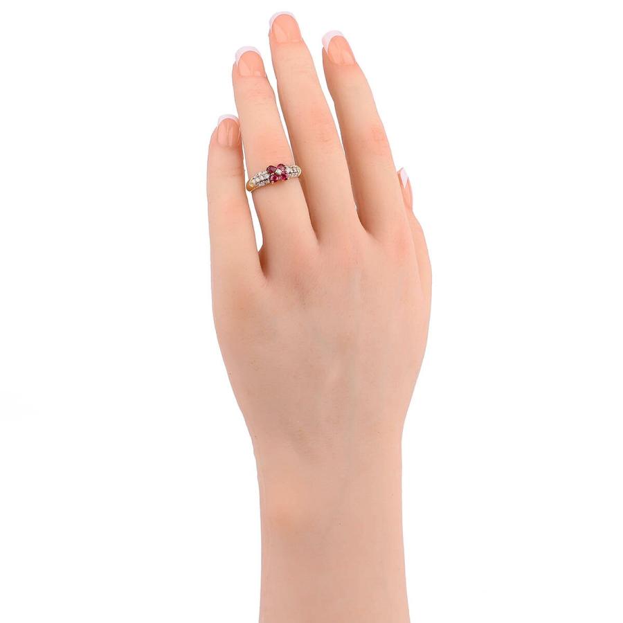 フラワーモチーフリング 指輪 ルビー 0.57ct ダイヤモンド 0.42ct