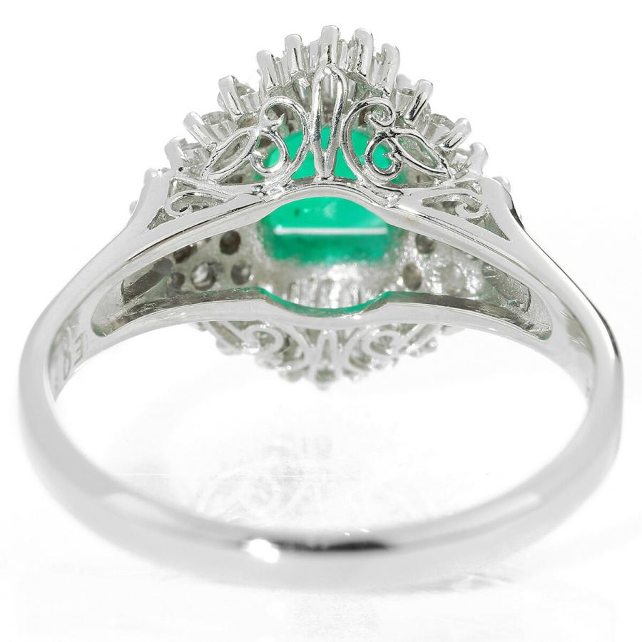 エメラルド 0.90ct ダイヤモンド 0.48ct プラチナ Pt900 ヘイロー 