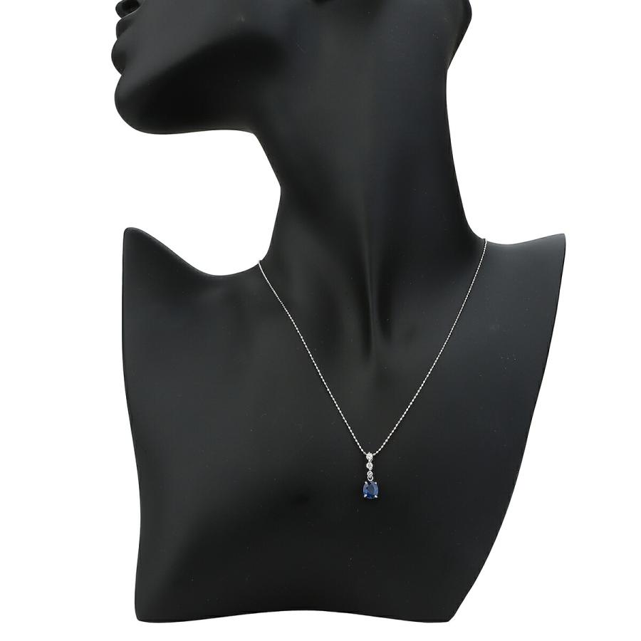 ペンダントネックレス サファイア 0.88ct ダイヤモンド K18 中古  