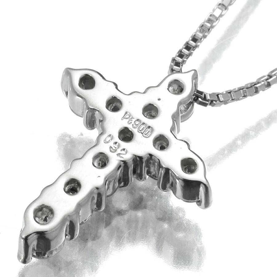 クロスデザイン ペンダントネックレス ダイヤモンド 0.32ct プラチナ 