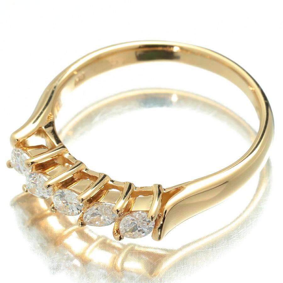 プリマ・ビジュー 一文字リング 5P 指輪 ダイヤモンド 0.52ct K18 13号  